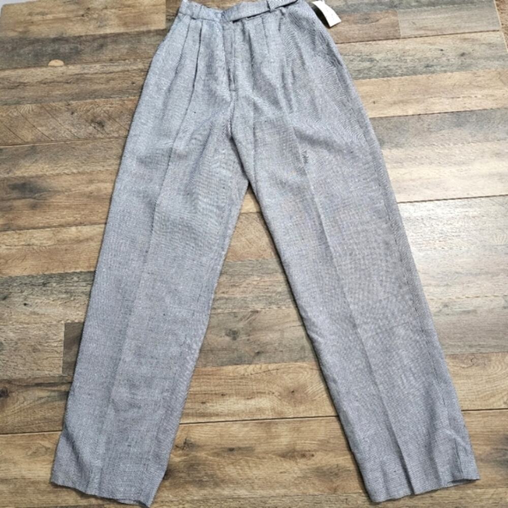 NEW Eric New York Linen High Rise Blue Marled Dress Pants Size 6 Career Corpcore - Picture 4 of 13